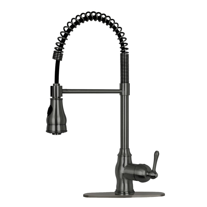 Antique Bronze Pre-Rinse Spring Kitchen Faucet, Single Level Solid Brass Kitchen Sink Faucets with Pull Down Sprayer - AK96518-AB