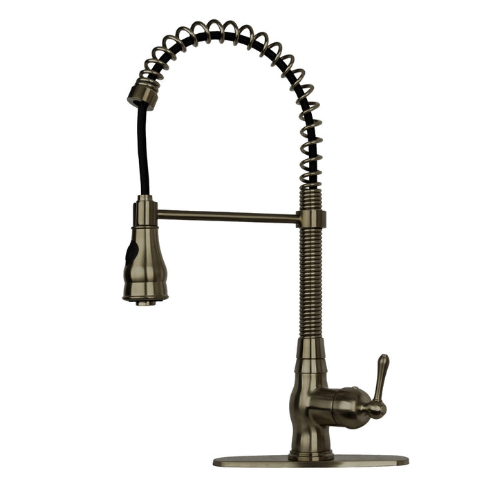 Antique Bronze Pre-Rinse Spring Kitchen Faucet, Single Level Solid Brass Kitchen Sink Faucets with Pull Down Sprayer - AK96518A-AB