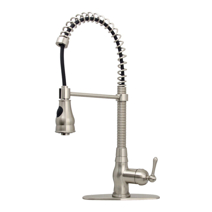 Copper Pre-Rinse Spring Kitchen Faucet, Single Level Solid Brass Kitchen Sink Faucets with Pull Down Sprayer — AK96518A-C-48
