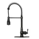 Matte Black Pre-Rinse Spring Kitchen Faucet, Single Level Solid Brass Kitchen Sink Faucets with Pull Down Sprayer — AK96518A-MB