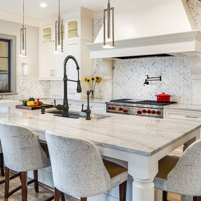 Oil Rubbed Bronze Pre-Rinse Spring Kitchen Faucet, Single Level Solid Brass Kitchen Sink Faucets with Pull Down Sprayer - AK96518A-ORB