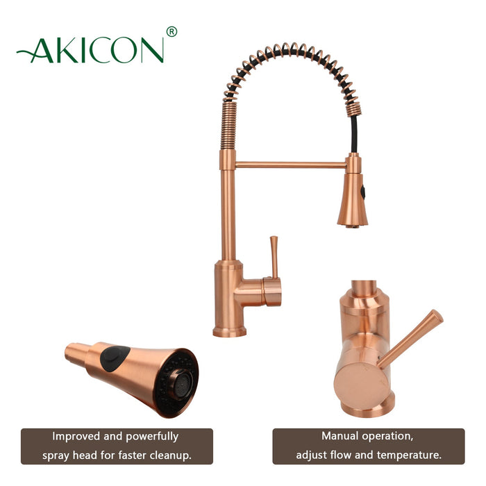 One-Handle Pre-Rinse Spring Copper Kitchen Faucet
