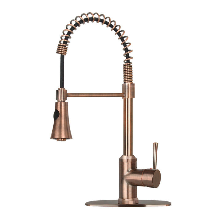 One-Handle Pre-Rinse Spring Copper Kitchen Faucet