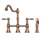 Two-Handles Antique Copper Bridge Kitchen Faucet with Side Sprayer — AK96718-AC