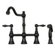 Two-Handles Matte Black Bridge Kitchen Faucet with Side Sprayer — AKAK96718-ORB