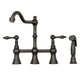 Two-Handles Oil Rubbed Bronze Bridge Kitchen Faucet with Side Sprayer — AK96718-ORB