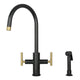 Two-Handle Matte Black & Brushed Gold Widespread Kitchen Faucet with Side Sprayer — AK96766-BLBG