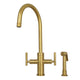 Two-Handle Brushed Gold Widespread Kitchen Faucet with Side Sprayer — AK96766-BTG