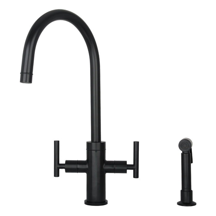 Two-Handle Copper Widespread Kitchen Faucet with Side Sprayer — AK96766-C-48