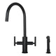 Two-Handle Matte Black Widespread Kitchen Faucet with Side Sprayer — AK96766-MB