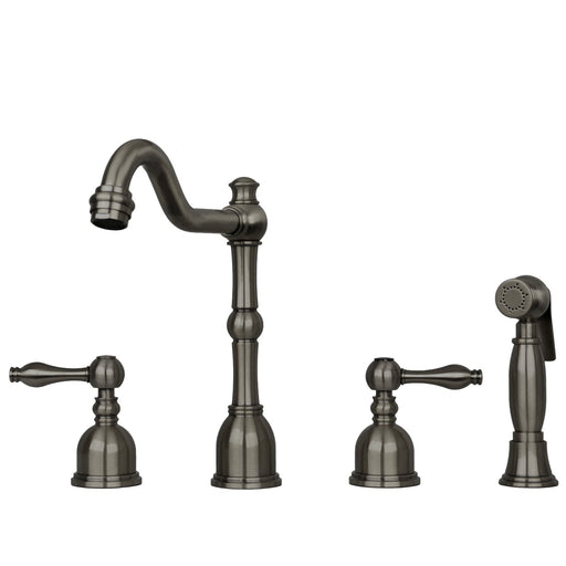 Two-Handles Antique Bronze Widespread Kitchen Faucet with Side Sprayer - Additional View