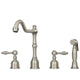 Two-Handles Brushed Nickel Widespread Kitchen Faucet with Side Sprayer — AK96818BN