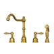 Two-Handles Brushed Gold Widespread Kitchen Faucet with Side Sprayer — AK96818-BTG