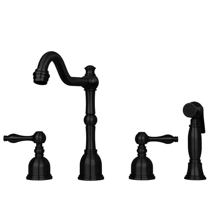 Two-Handles Copper Widespread Kitchen Faucet with Side Sprayer — AK96818-C-48