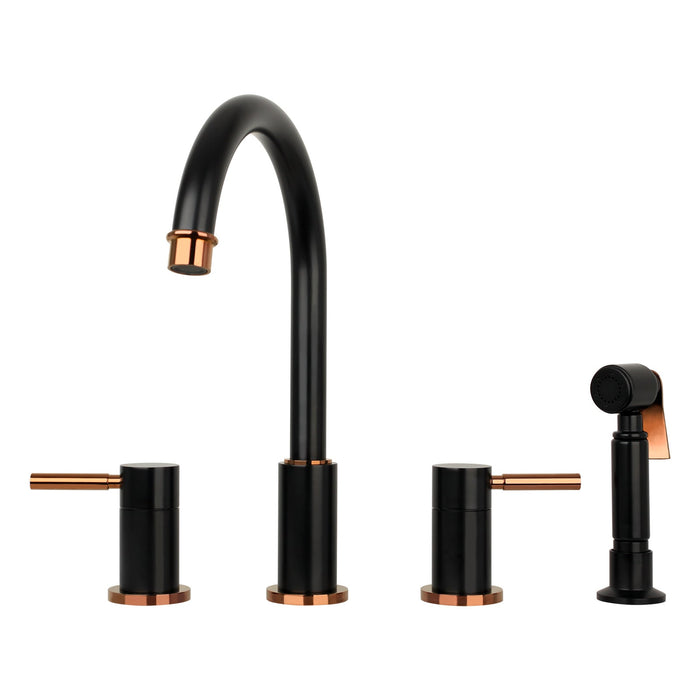 Two-Handles Copper Widespread Kitchen Faucet with Side Sprayer — AK96866-C-48