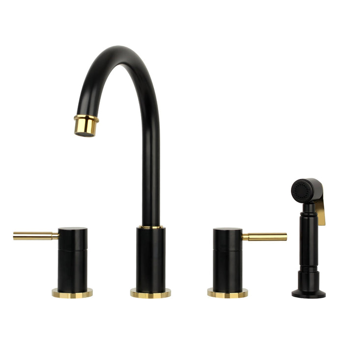 Two-Handles Copper Widespread Kitchen Faucet with Side Sprayer - AK96866