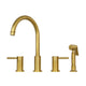 Two-Handles Brushed Gold Widespread Kitchen Faucet with Side Sprayer — AK96866-BTG