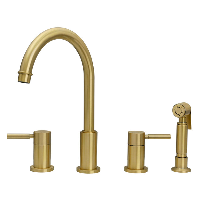 Two-Handles Copper Widespread Kitchen Faucet with Side Sprayer — AK96866-C-48
