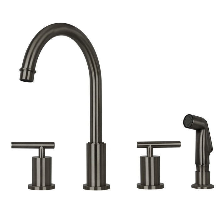 Two-Handles Copper Widespread Kitchen Faucet with Plastic Side Sprayer — AK96866N1-C-48