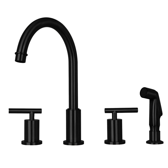 Two-Handles Copper Widespread Kitchen Faucet with Plastic Side Sprayer — AK96866N1-C-48