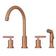Two-Handles Copper Widespread Kitchen Faucet with Plastic Side Sprayer — AK96866N1-C-48