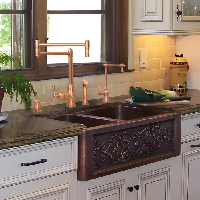 One-Handle Copper Pot Filler Kitchen Faucet with Side Sprayer — AK96918P1-C-48
