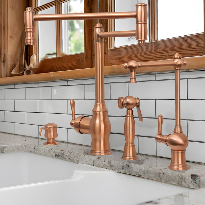 One-Handle Copper Pot Filler Kitchen Faucet with Side Sprayer — AK96918P1-C-48