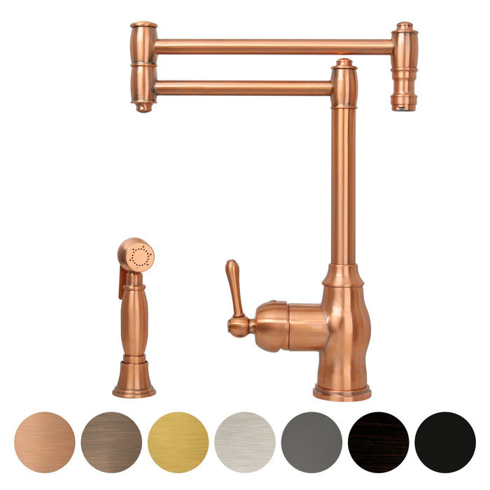 One-Handle Copper Pot Filler Kitchen Faucet with Side Sprayer - AK96918P1