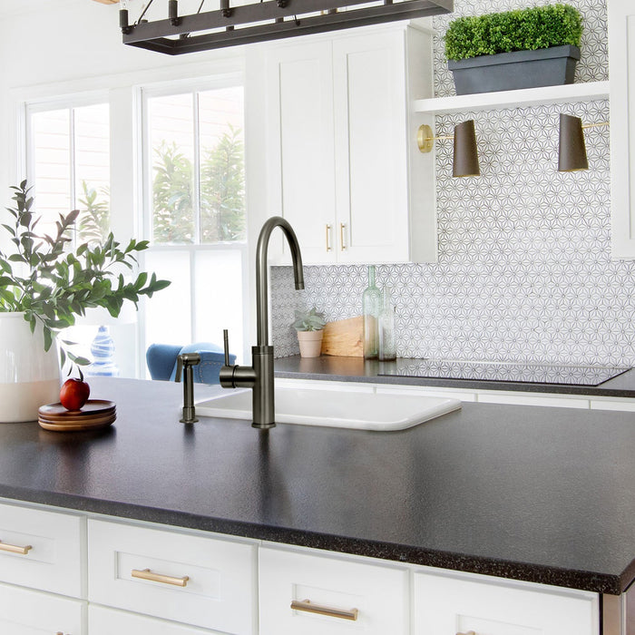 One-Handle Gun Black Widespread Kitchen Faucet with Side Sprayer-AK96966-BGB