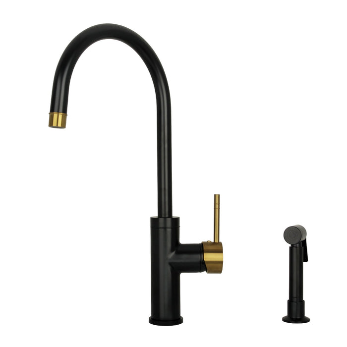 One-Handle Copper Widespread Kitchen Faucet with Side Sprayer — AK96966-C-48