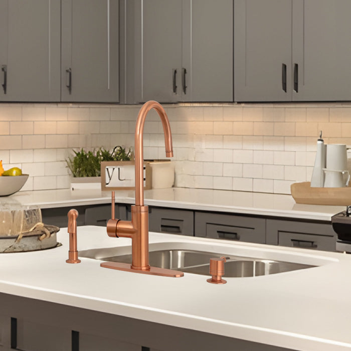 One-Handle Copper Widespread Kitchen Faucet with Side Sprayer — AK96966-C-48