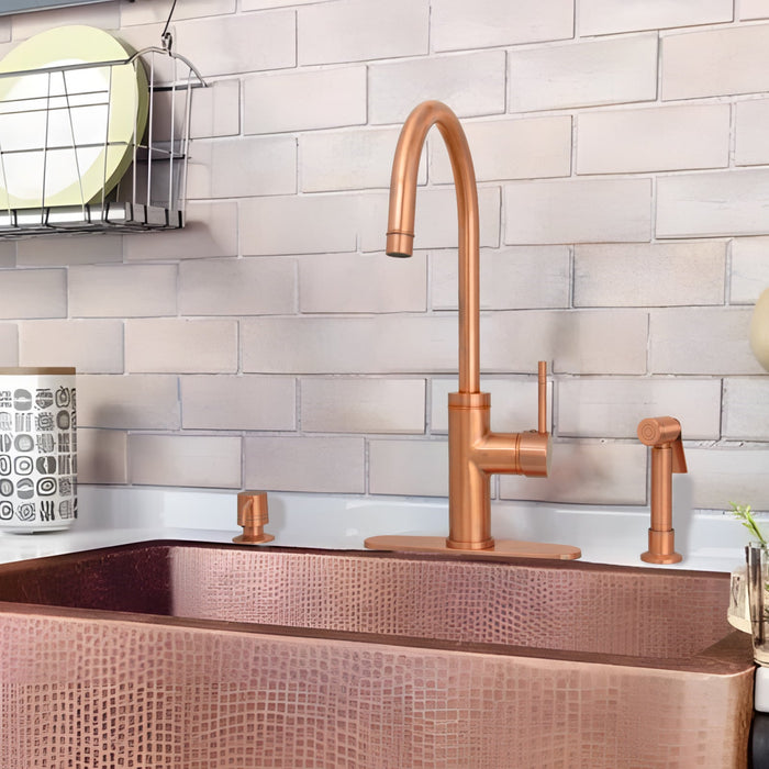 One-Handle Copper Widespread Kitchen Faucet with Side Sprayer — AK96966-C-48