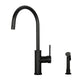 One-Handle Matte Black Widespread Kitchen Faucet with Side Sprayer — AK96966-MB