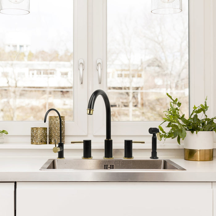 One-Handle Matte Black & Gold Drinking Water Filter Faucet Water Purifier Faucet - AK97703BLZG