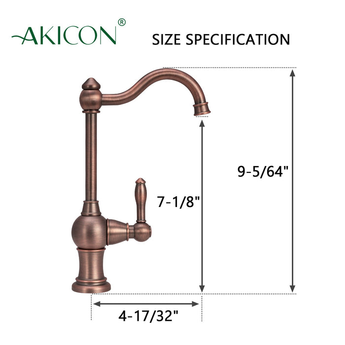 Copper One-Handle Drinking Water Filter Faucet, Solid Brass Water Purifier Faucet - Antique Bronze — AK97718-AB