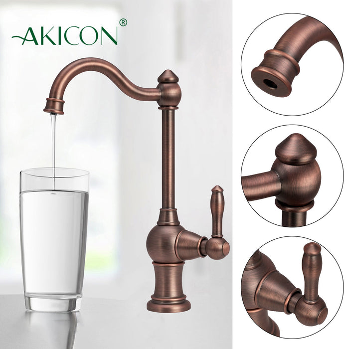 Copper One-Handle Drinking Water Filter Faucet, Solid Brass Water Purifier Faucet - Antique Bronze — AK97718-AB