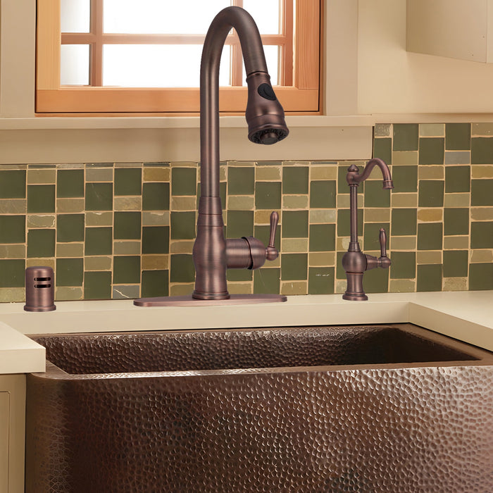 Copper One-Handle Drinking Water Filter Faucet, Solid Brass Water Purifier Faucet - Antique Bronze — AK97718-AB