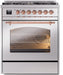 ILVE Nostalgie II 30" Dual Fuel Liquid Propane Range, Stainless Steel, Copper Trim UP30NMPSSPLP ILVE