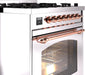 ILVE Nostalgie II 30" Dual Fuel Natural Gas Range, Stainless Steel, Copper Trim UP30NMPSSP ILVE