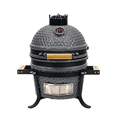 9.8 - in W Kamado Charcoal BBQ Grill – Heavy Duty Ceramic Barbecue Smoker and Roaster with Built - in Thermometer and Stainless Steel Grate - Farmhouse Kitchen and Bath