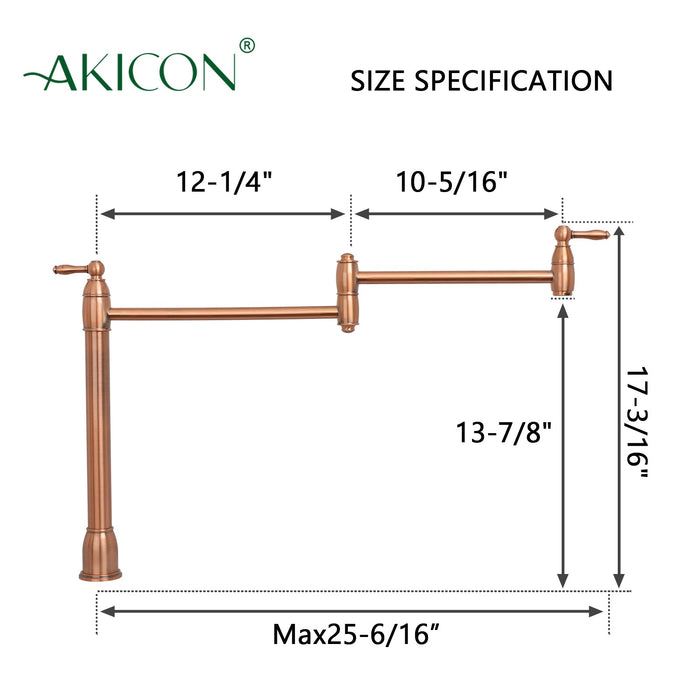 Copper Pot Filler Kitchen Faucet Deck-Mounted — AK98188-C-48