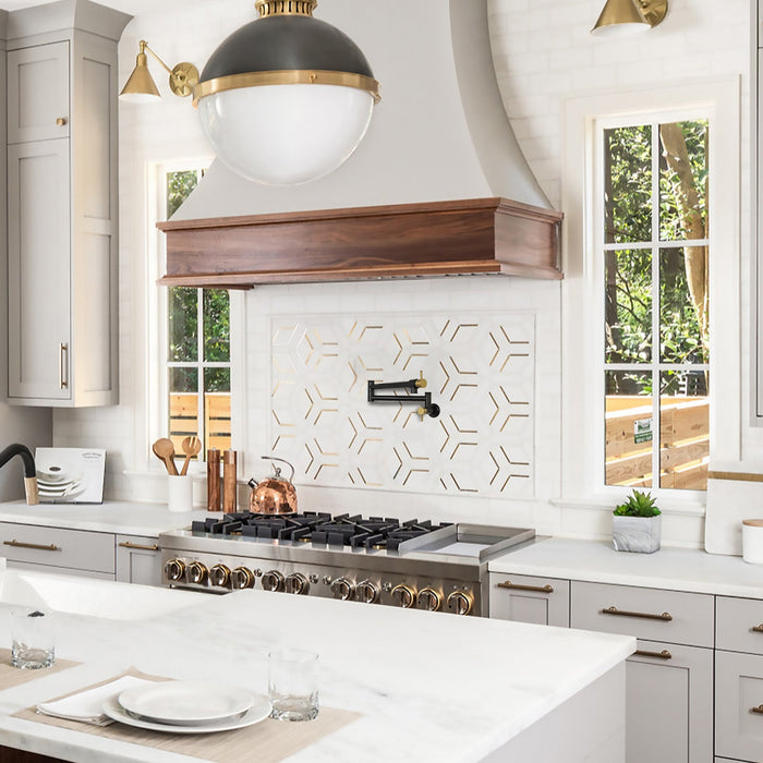 Matte Black & Brushed Gold Pot Filler Kitchen Faucet Wall-Mounted - AK98266-BLBG