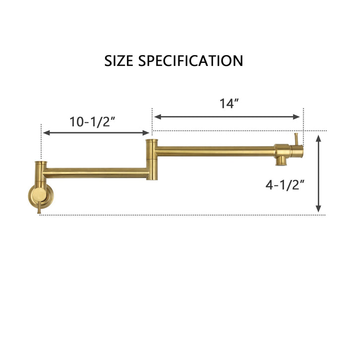 Brushed Gold Pot Filler Kitchen Faucet Wall-Mounted - AK98266-BTG