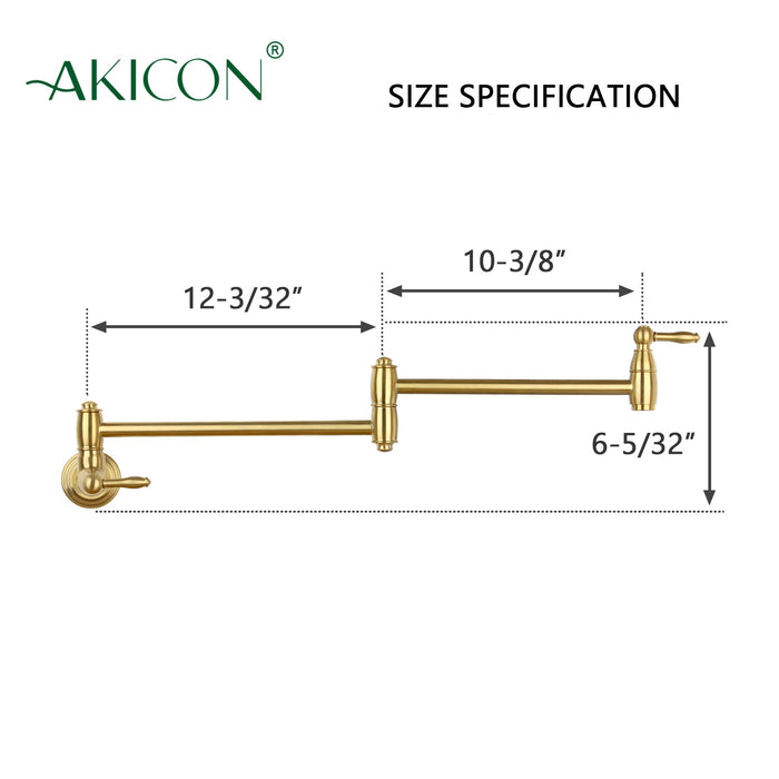 Brushed Gold Pot Filler Kitchen Faucet Wall-Mounted - AK98288-BTG