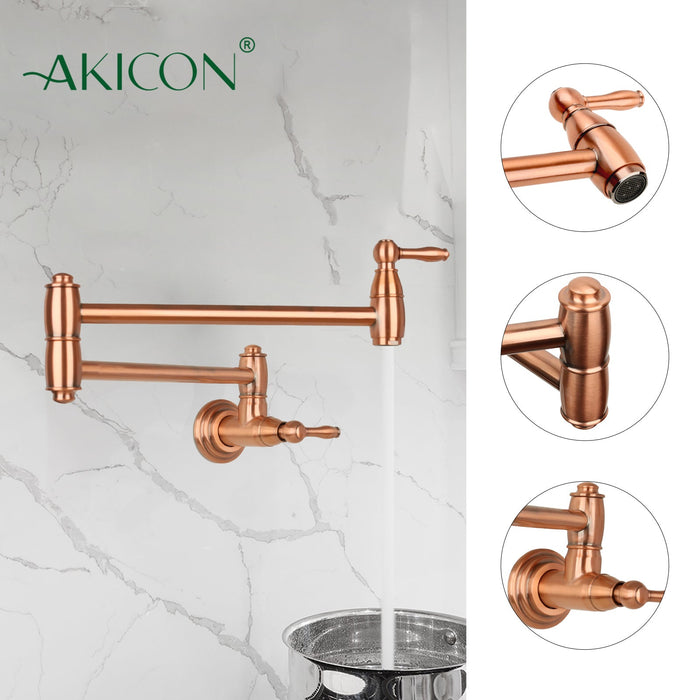 Copper Pot Filler Kitchen Faucet Wall-Mounted — AK98288-C-48