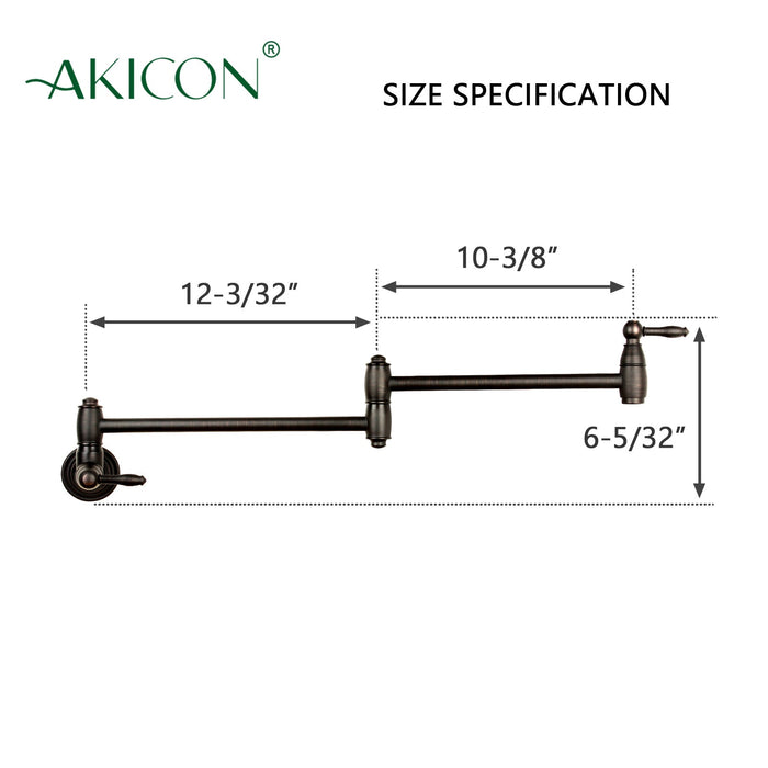 Oil Rubbed Bronze Pot Filler Kitchen Faucet Wall-Mounted - AK98288-ORB
