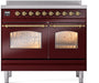 ILVE Nostalgie II 40" Electric Range, Burgundy, Brass Trim  UPDI406NMPBUG ILVE