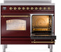 ILVE Nostalgie II 40" Electric Range, Burgundy, Brass Trim  UPDI406NMPBUG ILVE