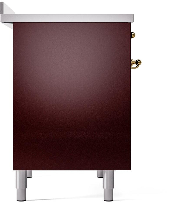 ILVE Nostalgie II 40" Electric Range, Burgundy, Brass Trim  UPDI406NMPBUG ILVE