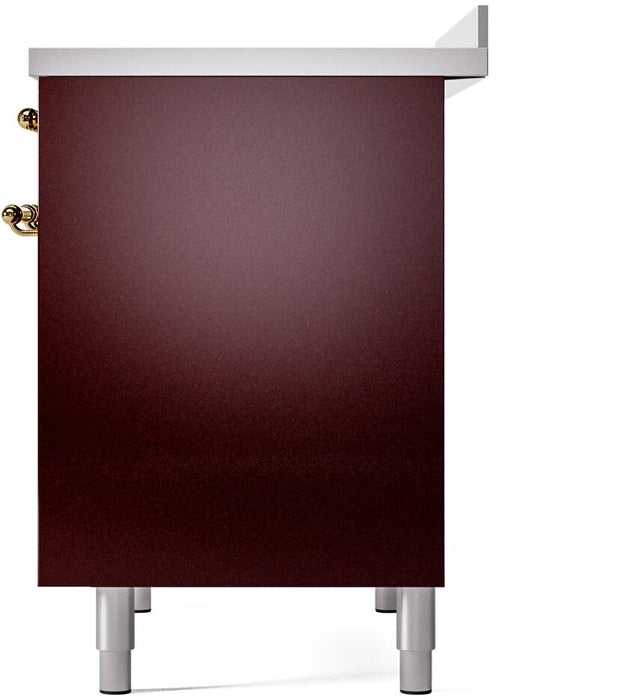 ILVE Nostalgie II 40" Electric Range, Burgundy, Brass Trim  UPDI406NMPBUG ILVE